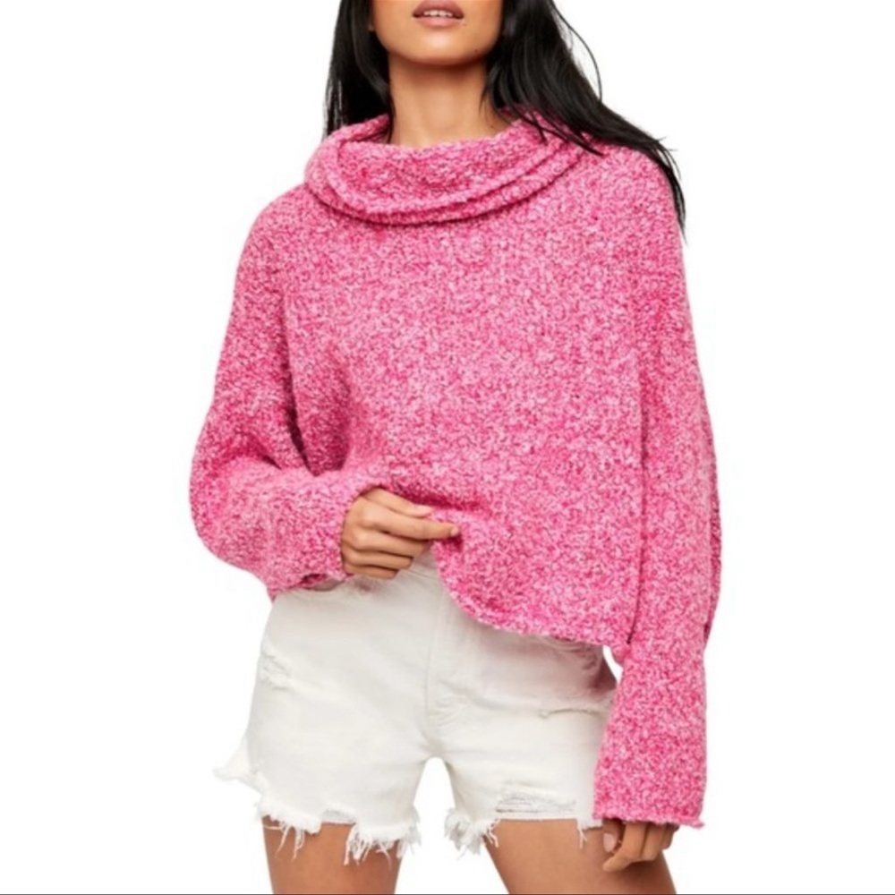 Free people pink BFF cowl neck sweater 💗
